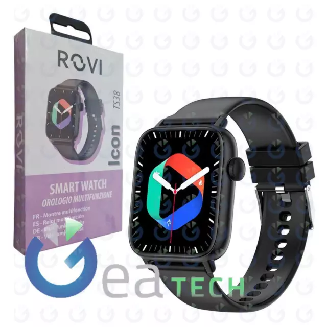 Rovi Smartwatch ICON TS38 Horloge Multifonction Écran 1,83 " Bluetooth Noir