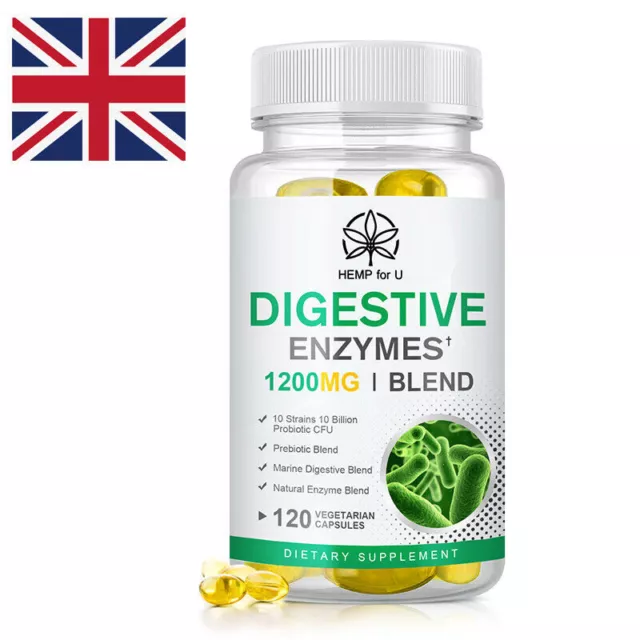 Digestive Enzymes Multi Enzymes Complex 120 Capsules with Probiotics CFU 1200MG