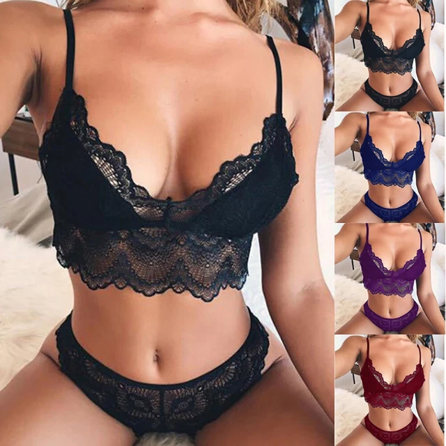 Donna Sexy-Lace Pigiama Top+Slip Lingerie Intimo Due Pezzi Abito S-2XL
