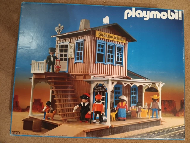 Panneau Playmobil Gare Colorado Springs 3770 PLAYMOBIL Vintage - Panneau Affiche Gare Colorado Springs - Set 3770 De 1987 - Occasion Accessoire Playmobil Occasion
