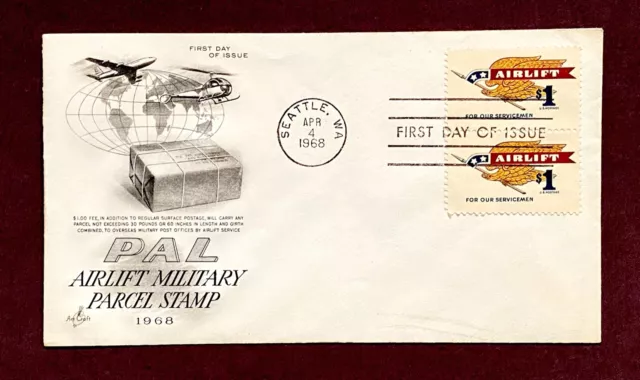 StampTLC US 1341 FDC One Dollar Airlift Military Servicemen Seattle WA 1968