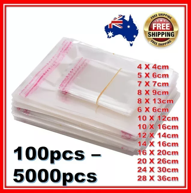 5-5000pcs AU Self Seal Adhesive Cello Cellophane Resealable OPP Plastic Bags 5C