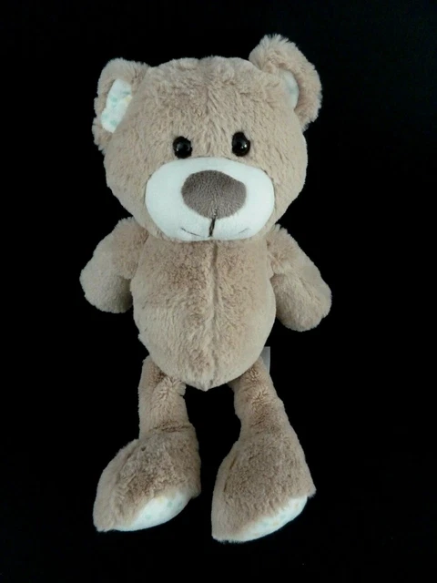 R7- DOUDOU PELUCHE CARREBLANC OURS BEIGE BLANC VERT JAUNE MARRON 31cm - TTBE