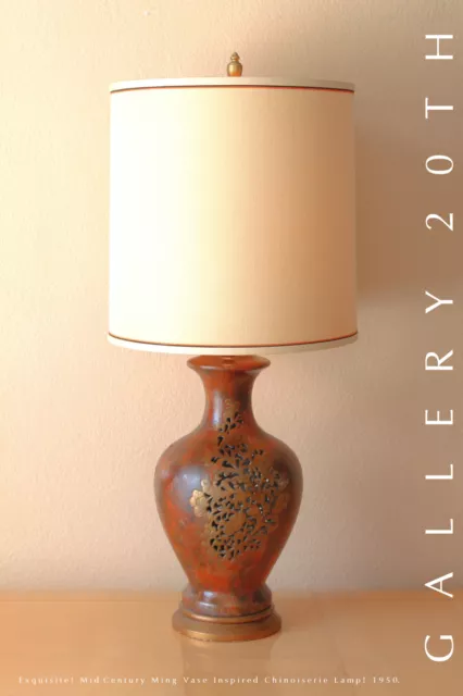 Gorgeous! Hollywood Regency Mid Century Modern Chinese Table Lamp! 50'S Vtg Ming