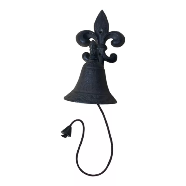Fleur De Lis Dinner Bell Cast Iron Wall Mount Antique Style Rustic Finish