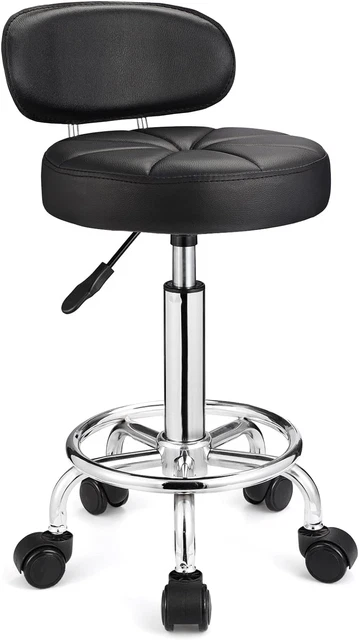 HMTOT Swivel Stools with Wheels Height Adjustable Rolling Spa Stool Backrest