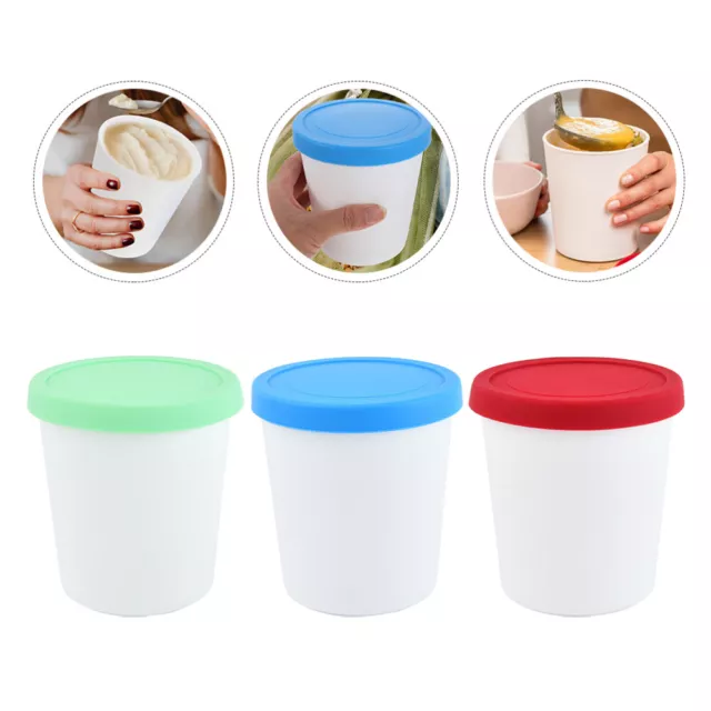 3 Pcs Ice Cream Container Pp Tubs Clear Plastic Bucket Freezer