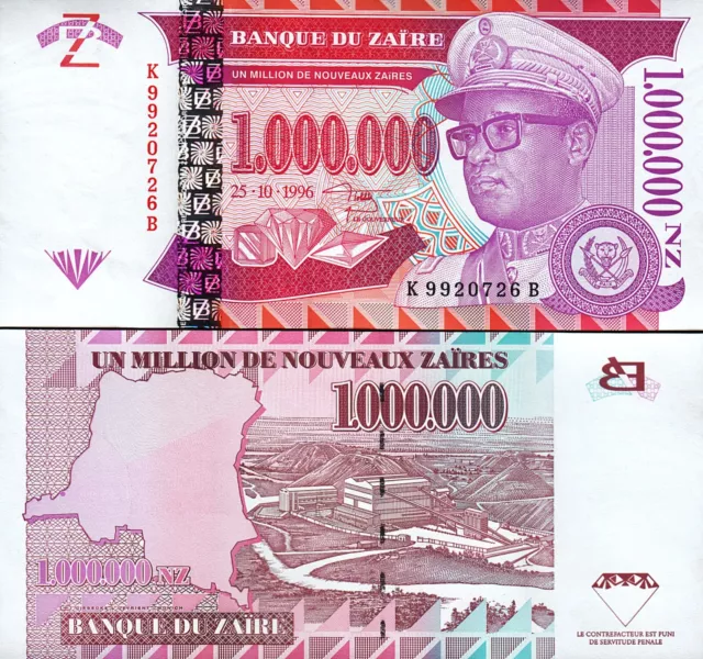 Zaire 1,000,000 1000000 1 Million Zaires 1996, UNC, P-79