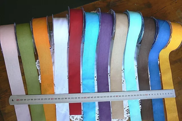 Faux Linen Soft Ribbon 38mm Wide 3 Metre Lengths 12 Colour Choice May Arts CRD1