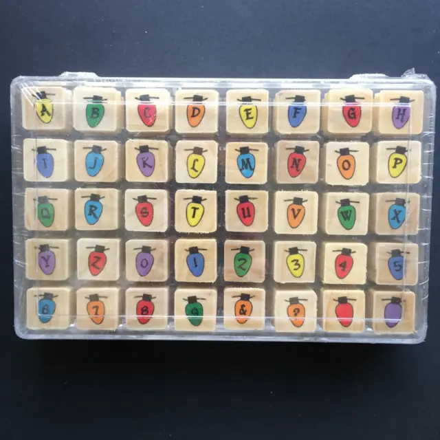 Nicole Alphabet & Numbers Seasonal Light Bulb Rubber Stamp Set 40 Stamps