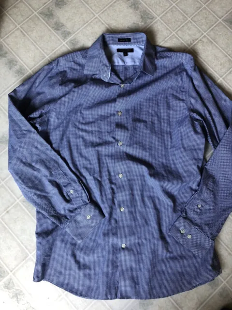 Banana Republic Men's Dress Shirt Non Iron Grant Fit Size XL Blue Check Pattern
