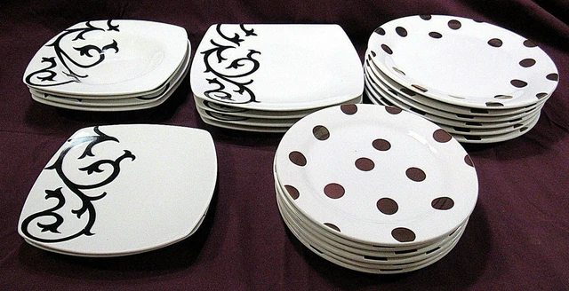 22PC KATE SPADE Lenox Deco Dot Gold Coventry Porcelain Scroll