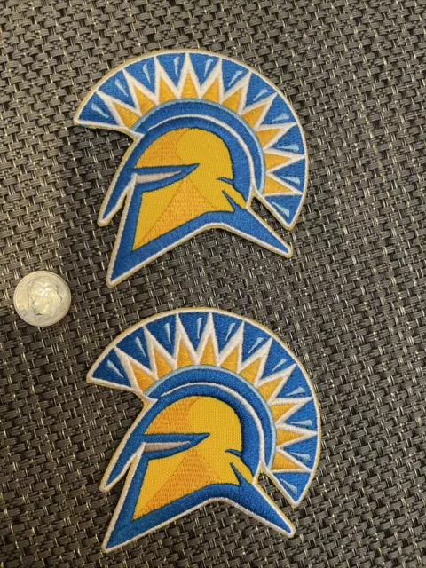 (2) SJSU SAN JOSE STATE SPARTANS Vintage Embroidered Iron-On Patches Patch Lot