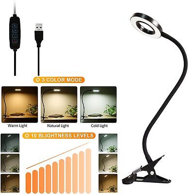 LED Clamp On Desk Lamps Plastic Dimmable Flexible Colorful Lights Reading 5V