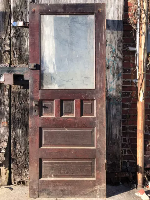 30x76” Unpainted Half-Glass Victorian Entry Door with Original Hardware