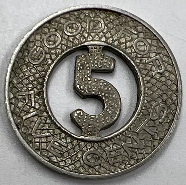 Chinese Shanghai Good For 5 Cents Token Coin | Fine Collectable Grade | x754