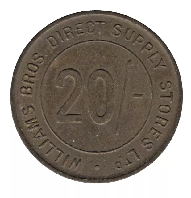 c1930's William Bros. Direct Supply Store Ltd 20 Shillings Token