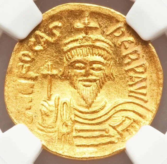 NGC MS GOLD Phocas 602-610 AD Byzantine Roman Empire AV Solidus Angel Bible Coin