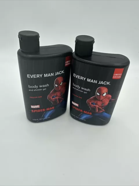 LOTE DE 2 gel de ducha de lavado corporal Every Man Jack edición limitada Marvel Spider-Man