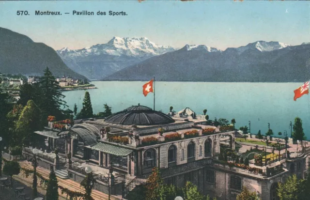 VINTAGE Montreux Pavillon des Sports POSTCARD - UNUSED