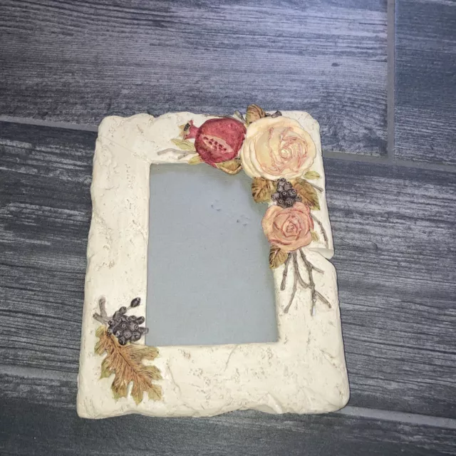 Ceramic Tabletop Picture Frame Flower Theme Holds 5 x 7 Photo