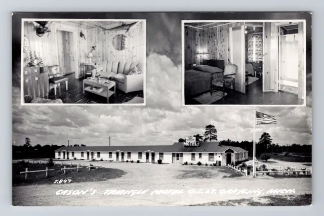 Grayling MI-Michigan, RPPC Cason's Triangle Motel, Real Photo Vintage Postcard
