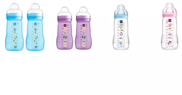 MAM Easy Active Bottle Baby Milk Feeding Bottle Soft Skin Silicone Silk Teat