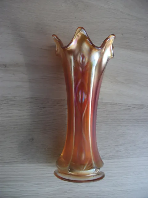 Carnival Glass Fenton Rare Marigold Paneled Diamonds And Bows Vase