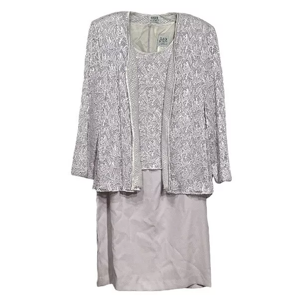 R&M RICHARDS Lavender Lace Sequin Mother/Formal Gown & Jacket Cardigan Size 10