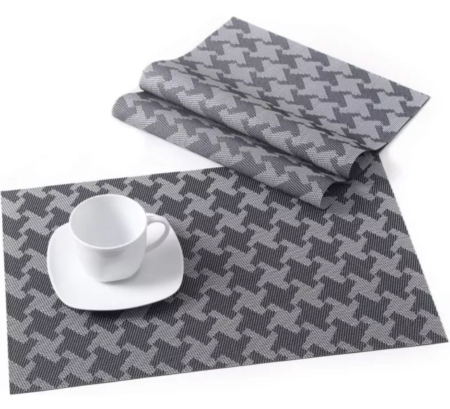 6 Set PVC Place Mats Dining Table Placemats Non-Slip Washable,Heat-resistant New