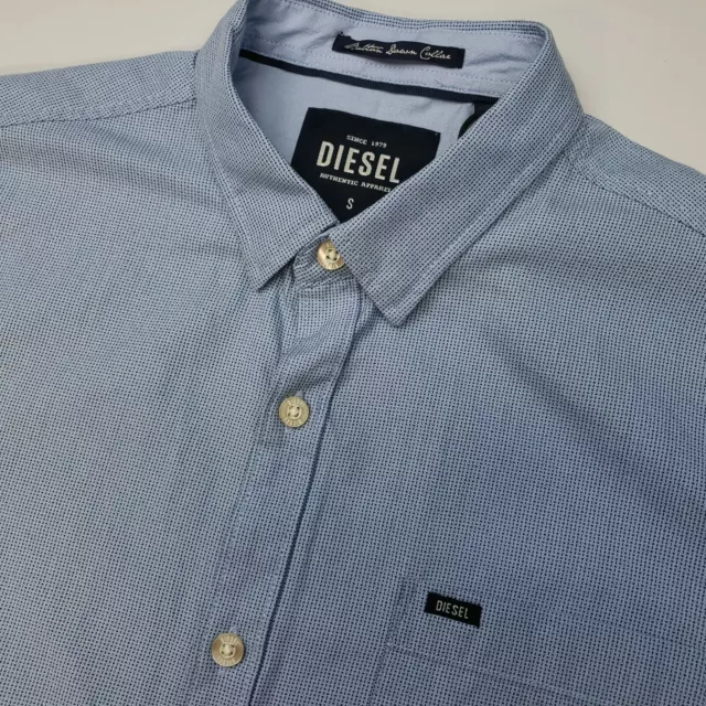 Diesel Shirt SMALL Regular Fit Blue Mens Long Sleeve Plain Genuine RRP £49.99