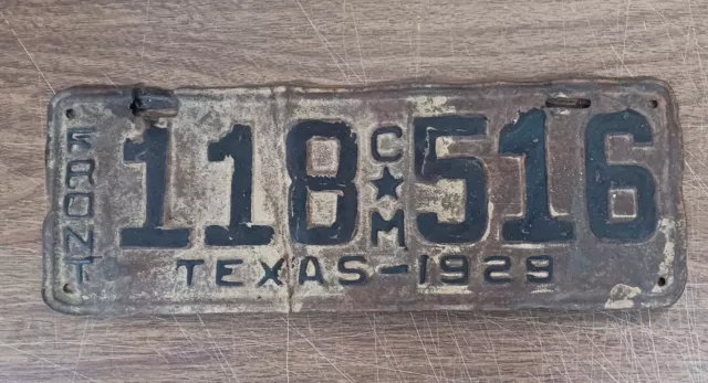 1929 Texas COMMERCIAL TRUCK front license plate #118-516