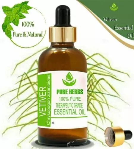 Pure Herbs Vétiver 100% Naturel Chrysopogon zizanioides Huile