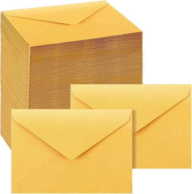 Sabary 600 Pcs Gold Mini Envelopes Gift Card Envelopes 4 x 2.7 Inch Small Paper