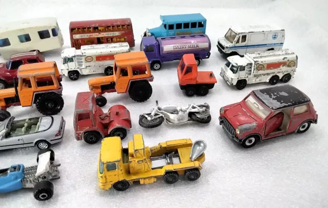 Job Lot Vintage Die Cast Vehicles Corgi Mattel Lesney Dinky Majorette Husky Mc 2