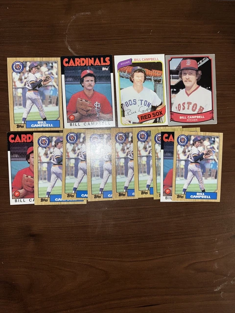 Bill Campbell Lot of 13 Tigers, Cardinals, Red Sox 4 Different Cards Base