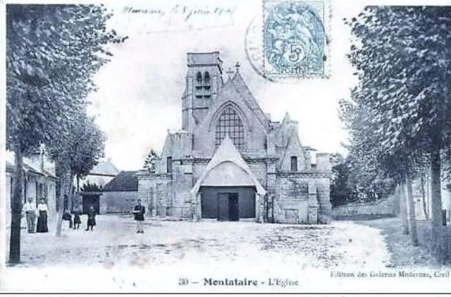 K 32 / Dept 60 Cpa Montataire Place Eglise Anime+++ 1900