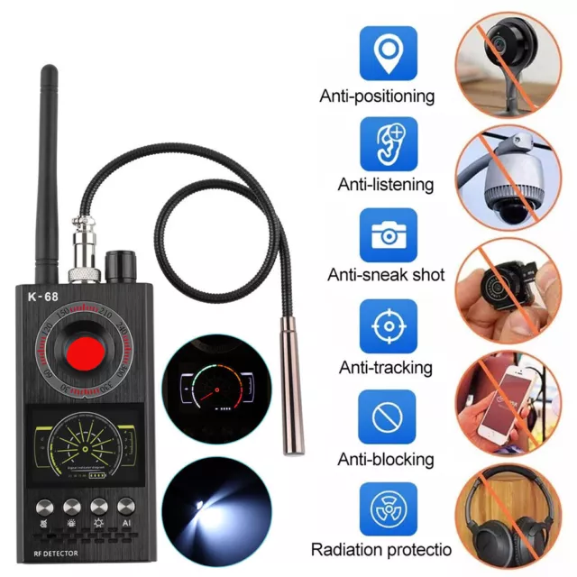 2024 GPS RF K68 Anti-Spy Scanner Detector Camera GSM Audio Bug Finder Tracker