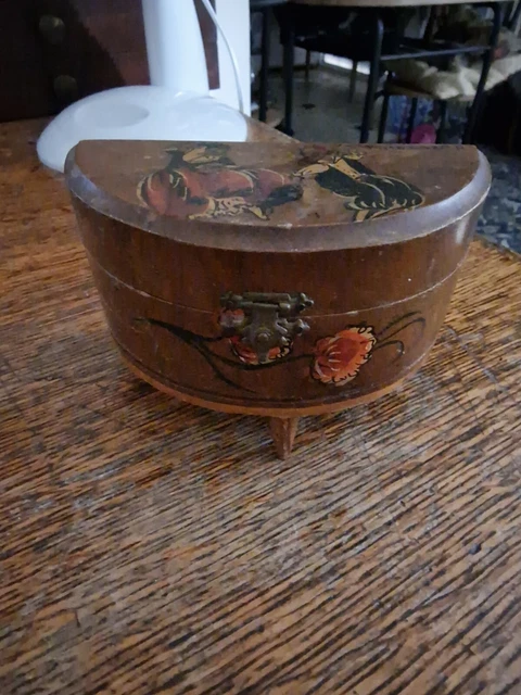Ancienne Boîte En Bois – Coffret à Bijoux Vintage – Sans Marque