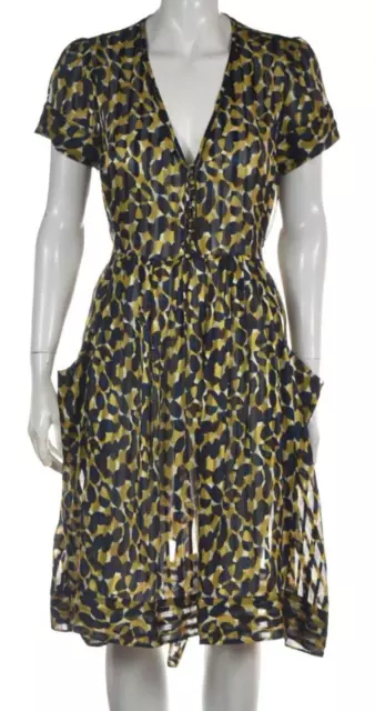 BCBGMAXAZRIA Womens Dress Size S Brown Printed Shift Knee Length Short Sleeve