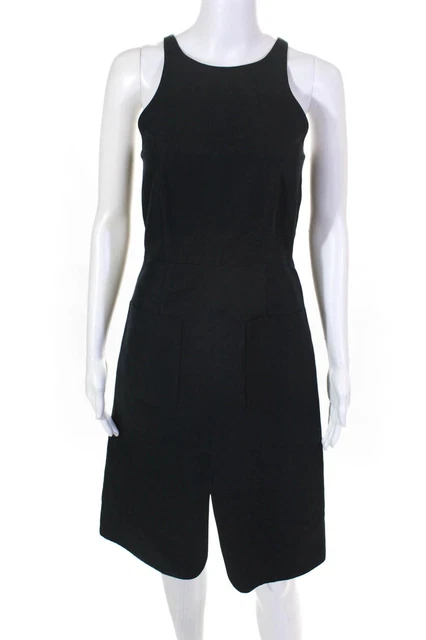 Jill Stuart Womens Cotton Sleeveless Round Neck A Line Dress Blue Size 0 LL19LL