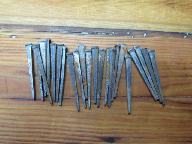 20 Vintage  2  1/2 inch Square Cut Nails Flat Head - New Old Stock Nails