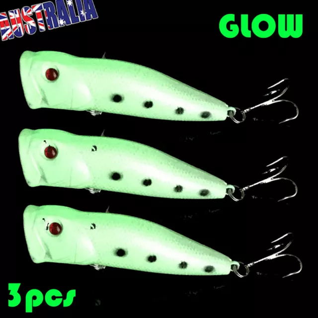 3X 75mm Popper Poppers Topwater Fishing Lures Surface GT Game Tackle Saltwater