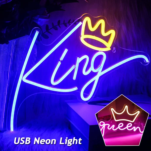 LED NEON SIGN Light King/Queen USB Hanging Wall Light Art Decor Party