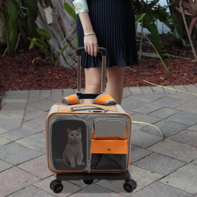 Bolsa rodante de transporte de mascotas con mango telescópico mochila pequeña de viaje para mascotas