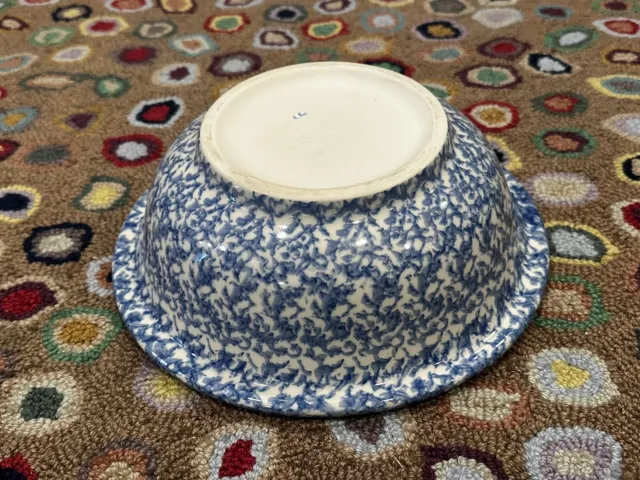 Henn Pottery Sponge Splatter Blue White 9.5" Harvest Serving Bowl Roseville Eu 3