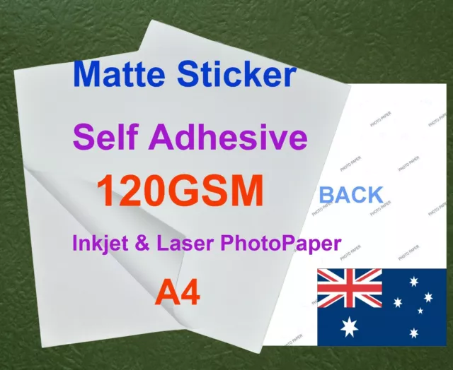 35XA4 120GSM Matte Inkjet & Laser Photo Paper Sticker Adhesive- ( Back Marked )