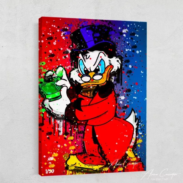 Scrooge McDuck Tela Arte Da Parete Pittura Stampa Poster Illustrazione Pop Art