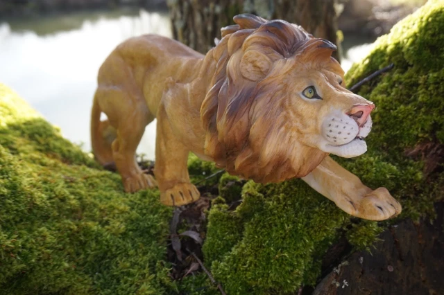 Figurine Statue Lion Et Lionne - Grand Modèle 42 Cm - Superbe Détail, Décoration Animalière - Neuf
