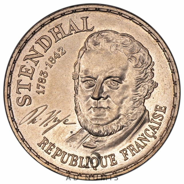 France 10 Francs Stendhal 1983 pattern coin Edge A MS coin French